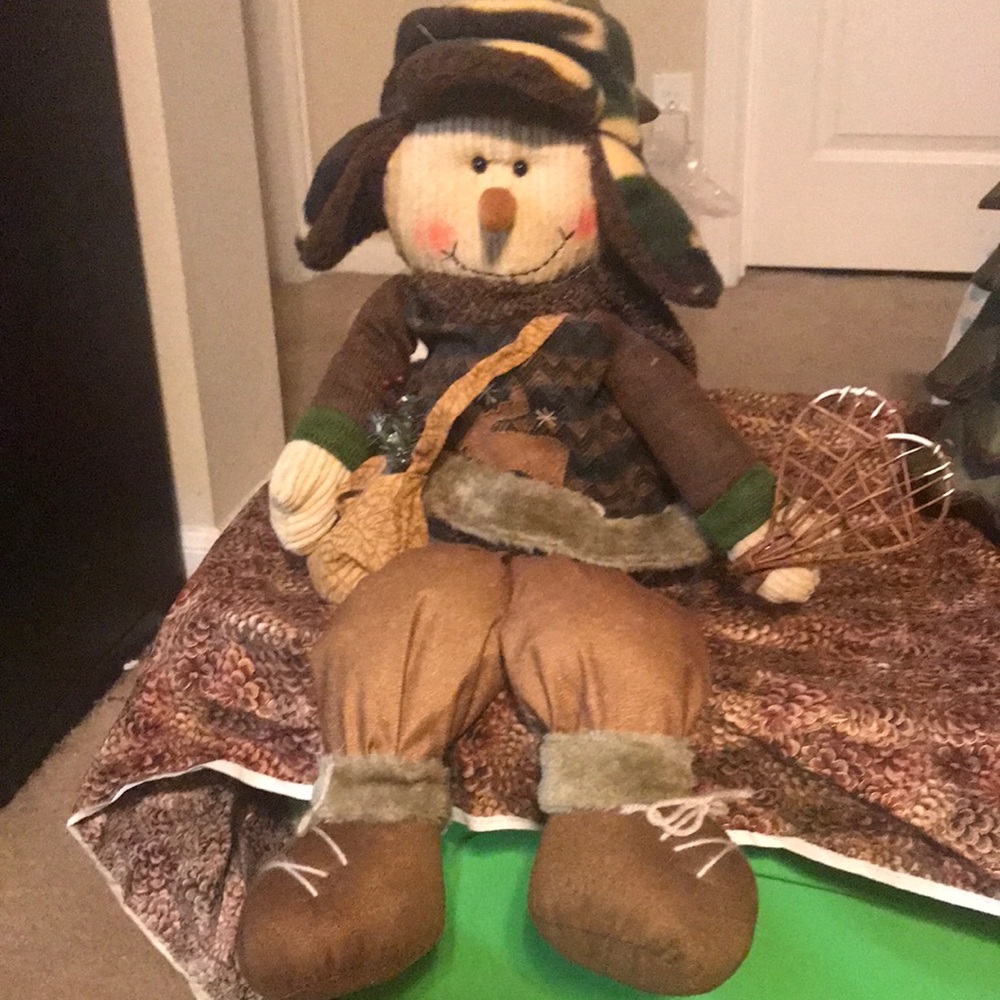Sitting Snowman Stuffed Holiday Decor